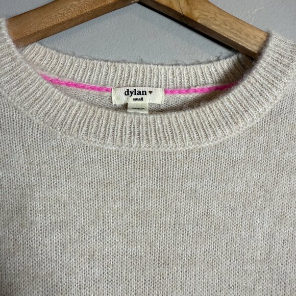 Dylan Harper Sweater Pullover Women's Small Tan Pink Knit Alpaca Wool Crewneck - Picture 7 of 14